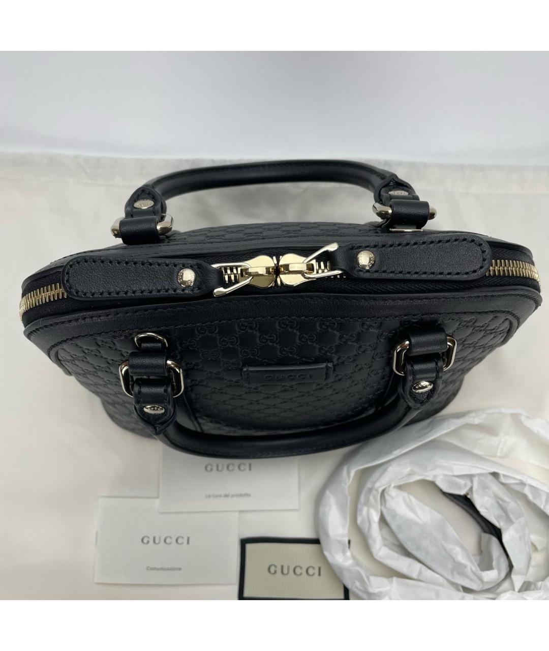 GUCCI Черная кожаная сумка с короткими ручками, фото 5
