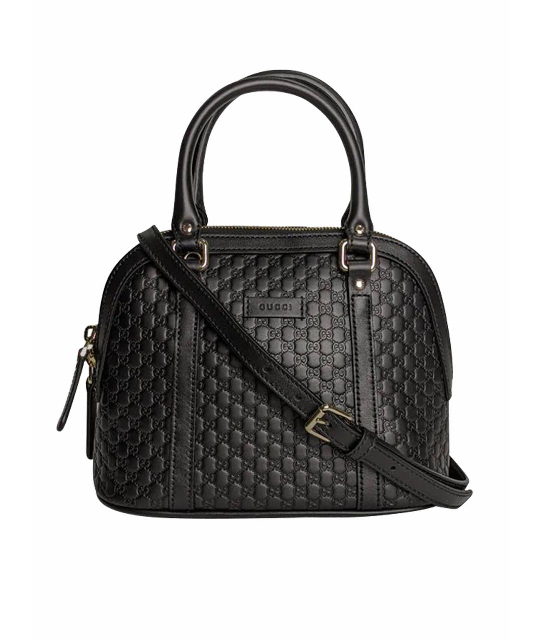 GUCCI Черная кожаная сумка с короткими ручками, фото 1