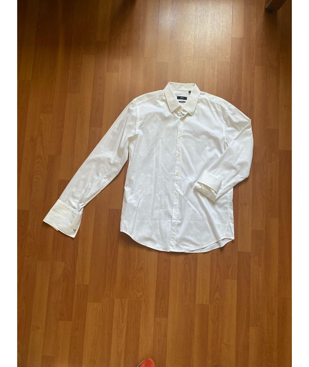 HUGO BOSS Белая хлопковая классическая рубашка, фото 6