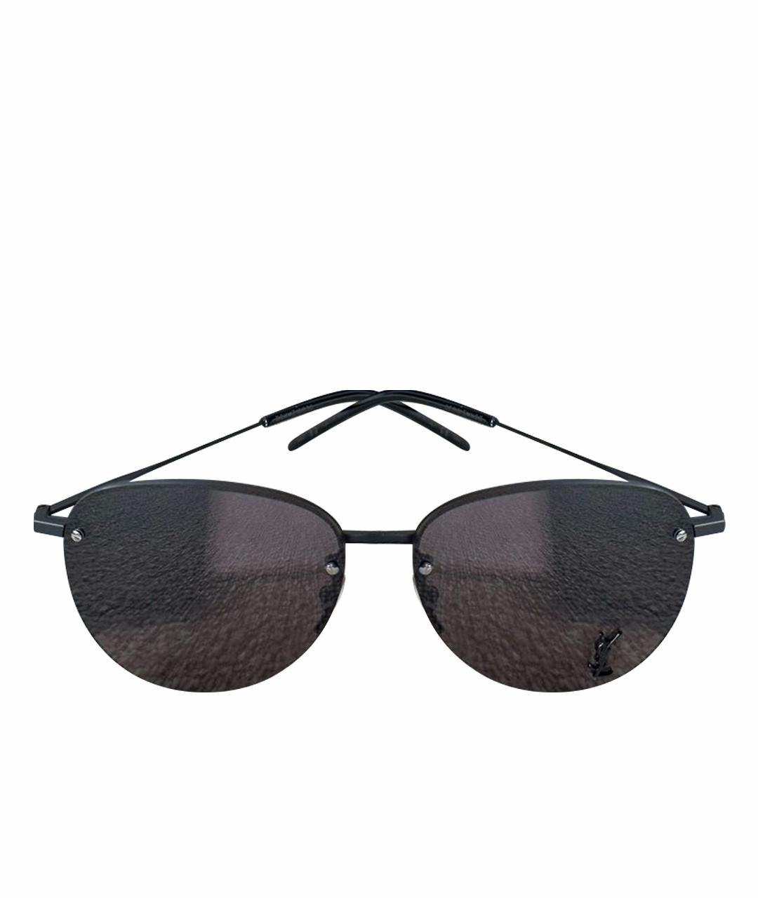 SAINT LAURENT Коричневые металлические солнцезащитные очки, фото 1