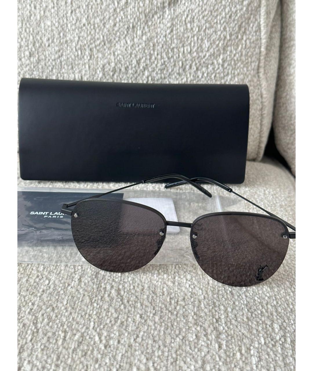 SAINT LAURENT Коричневые металлические солнцезащитные очки, фото 2