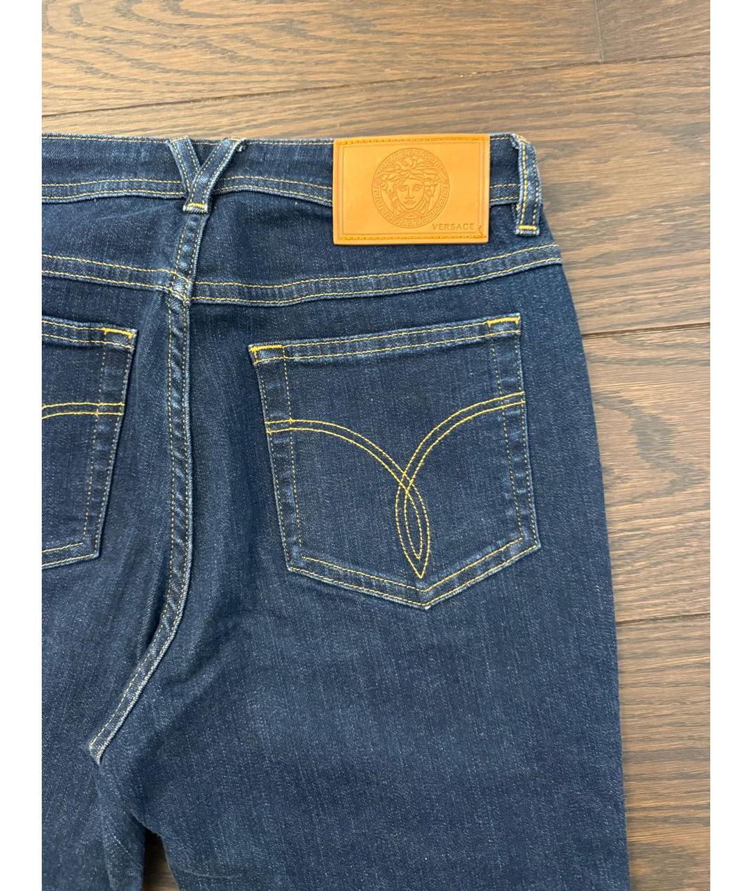 VERSACE Темно-синие хлопковые прямые джинсы, фото 5