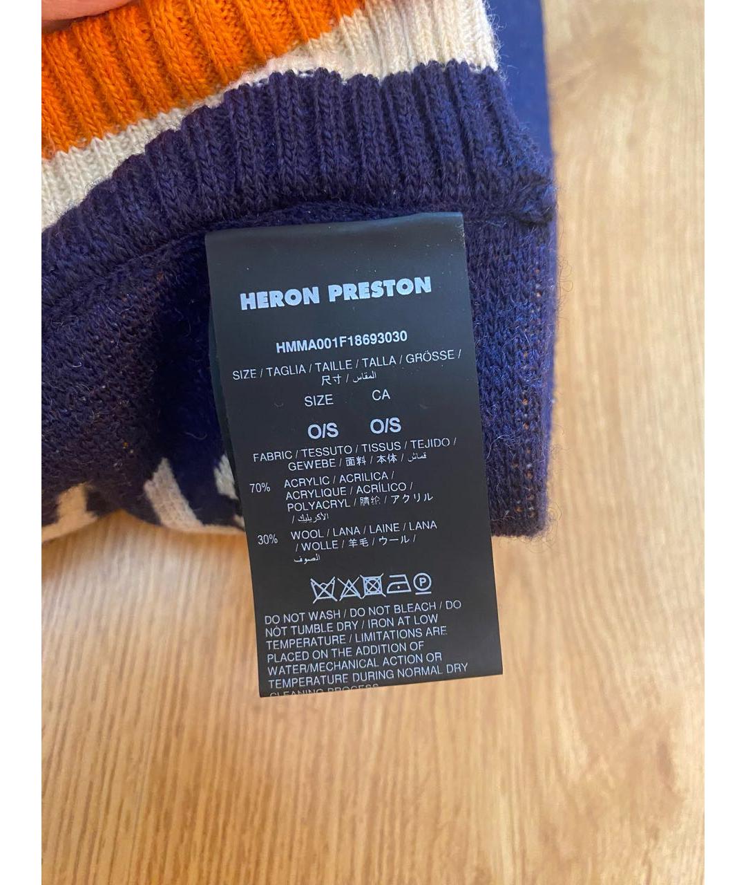 HERON PRESTON Темно-синий шерстяной шарф, фото 3