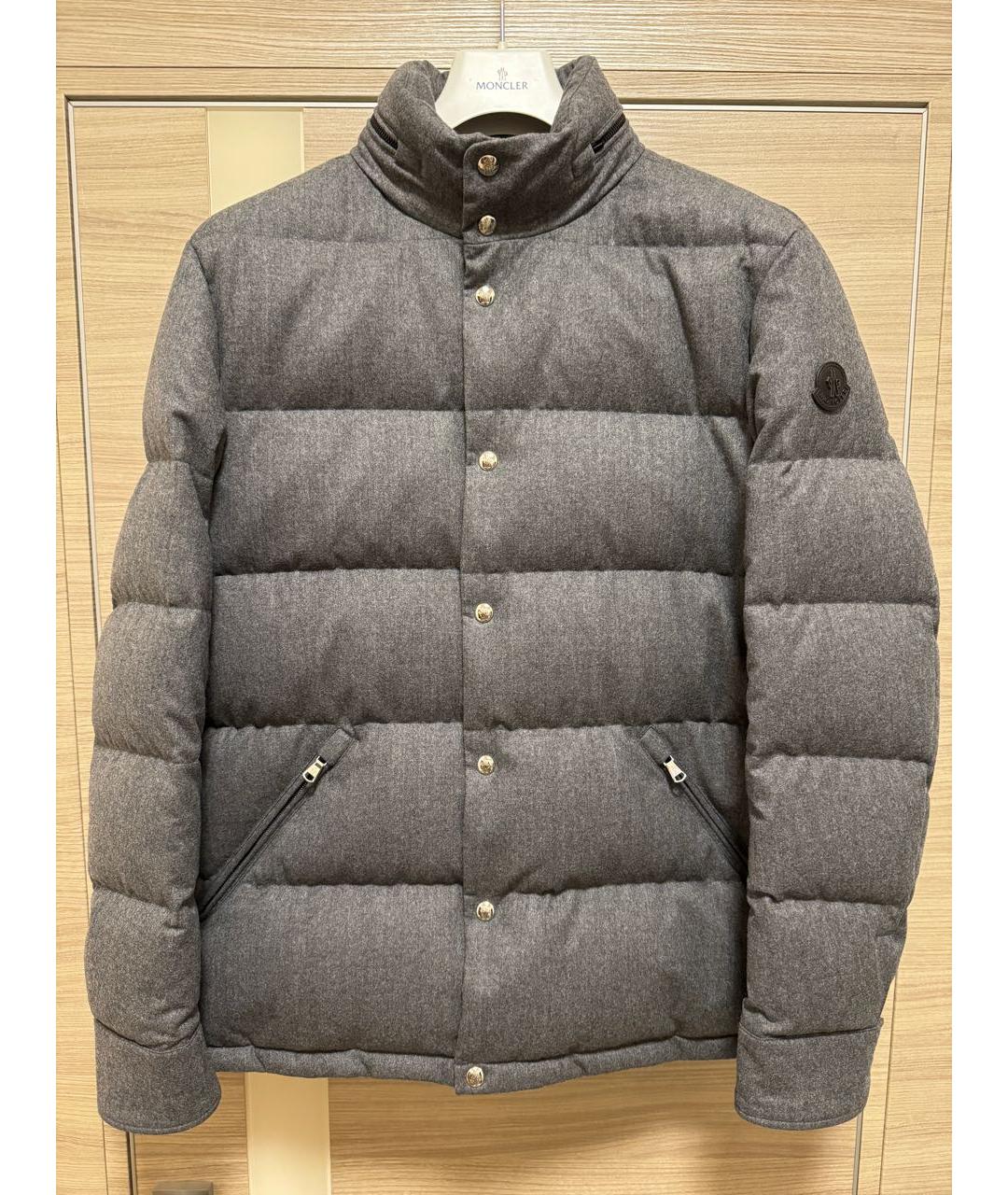 MONCLER Серый шерстяной пуховик, фото 8
