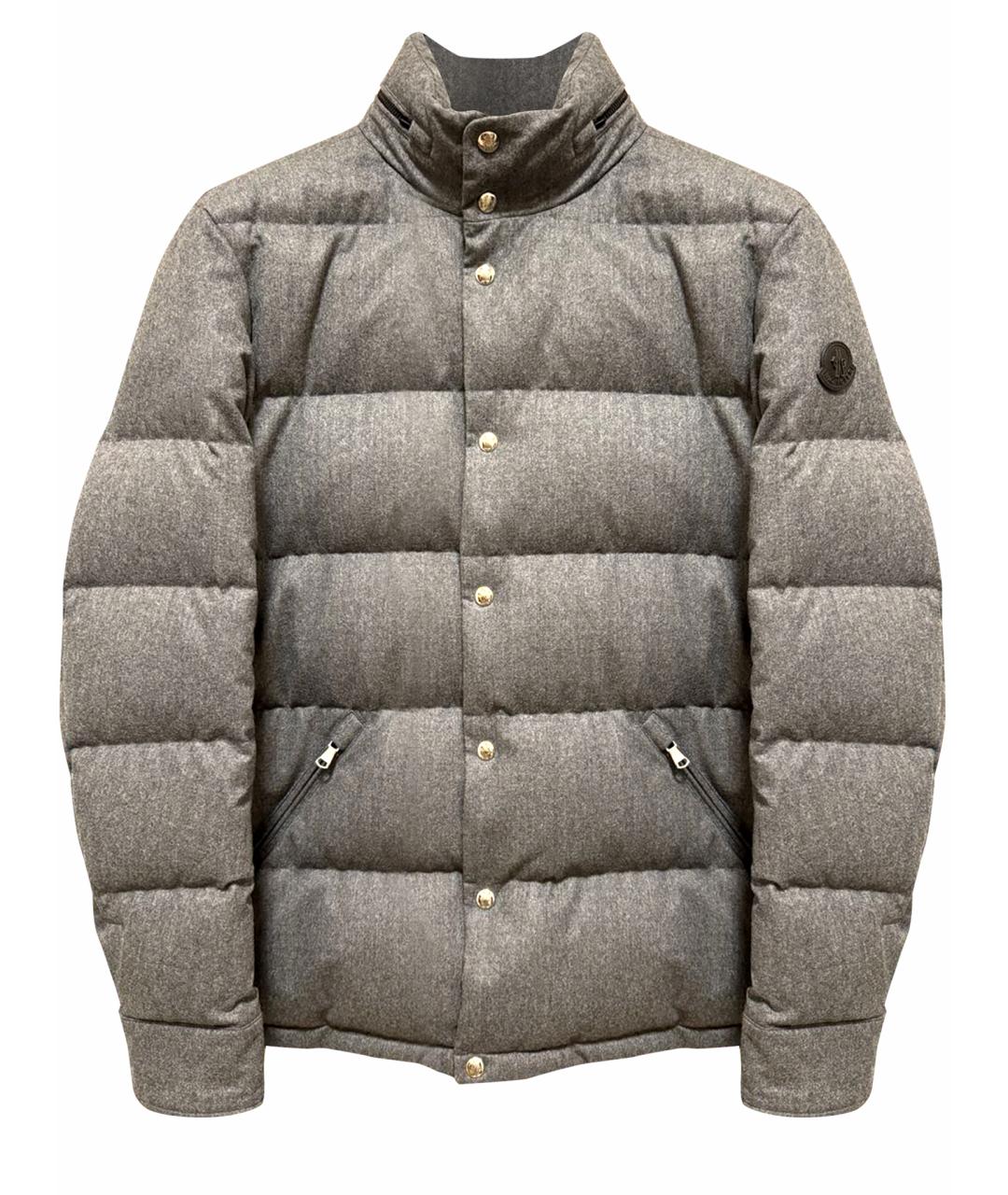 MONCLER Серый шерстяной пуховик, фото 1