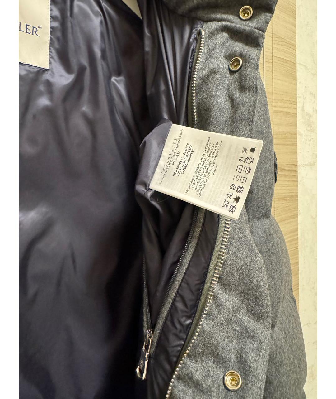 MONCLER Серый шерстяной пуховик, фото 6