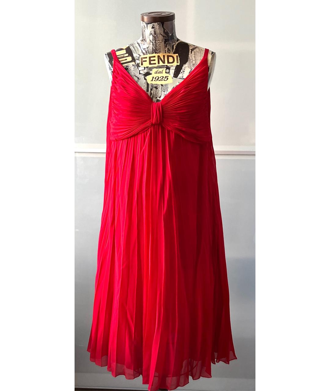 VALENTINO Красное шелковое коктейльное платье, фото 8