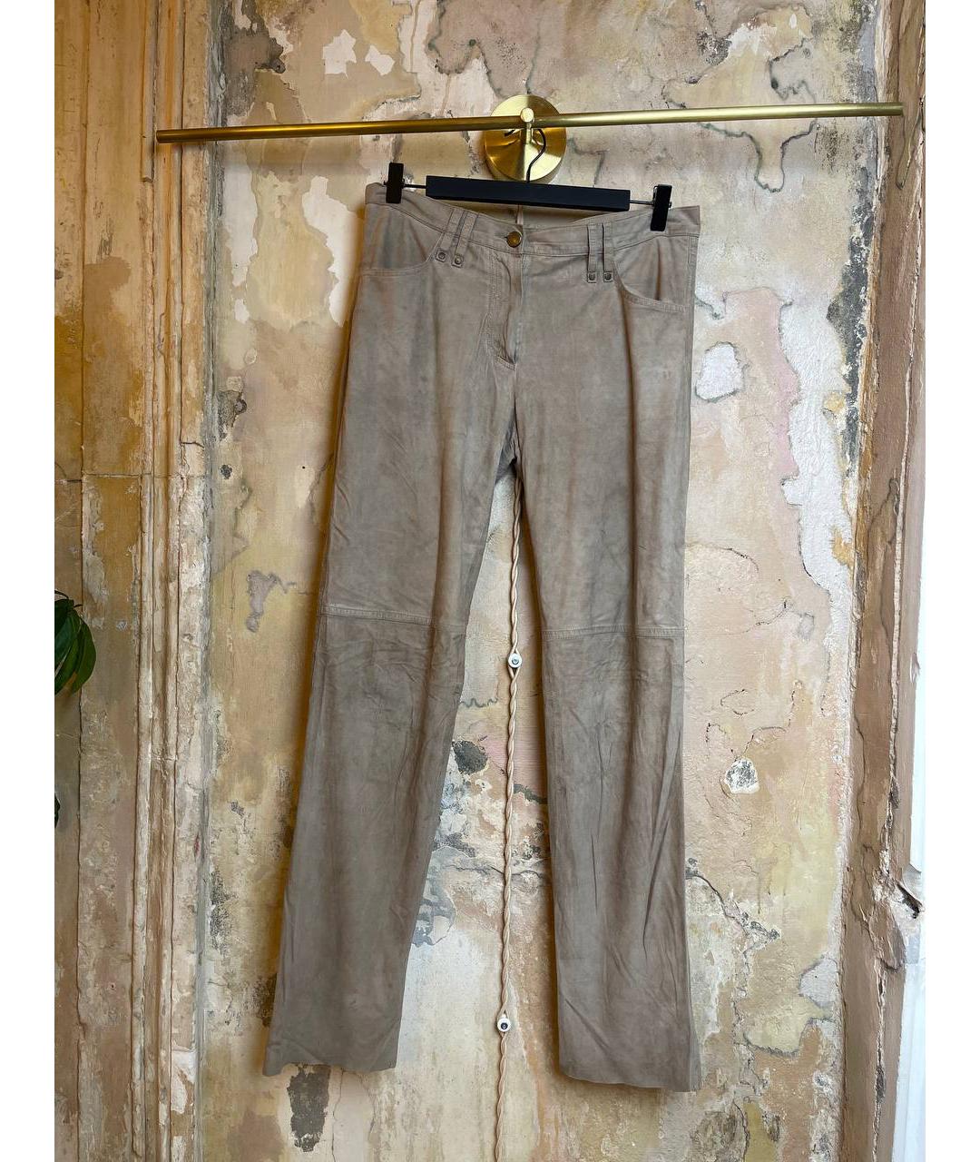 PLEIN SUD Серые кожаные брюки узкие, фото 8