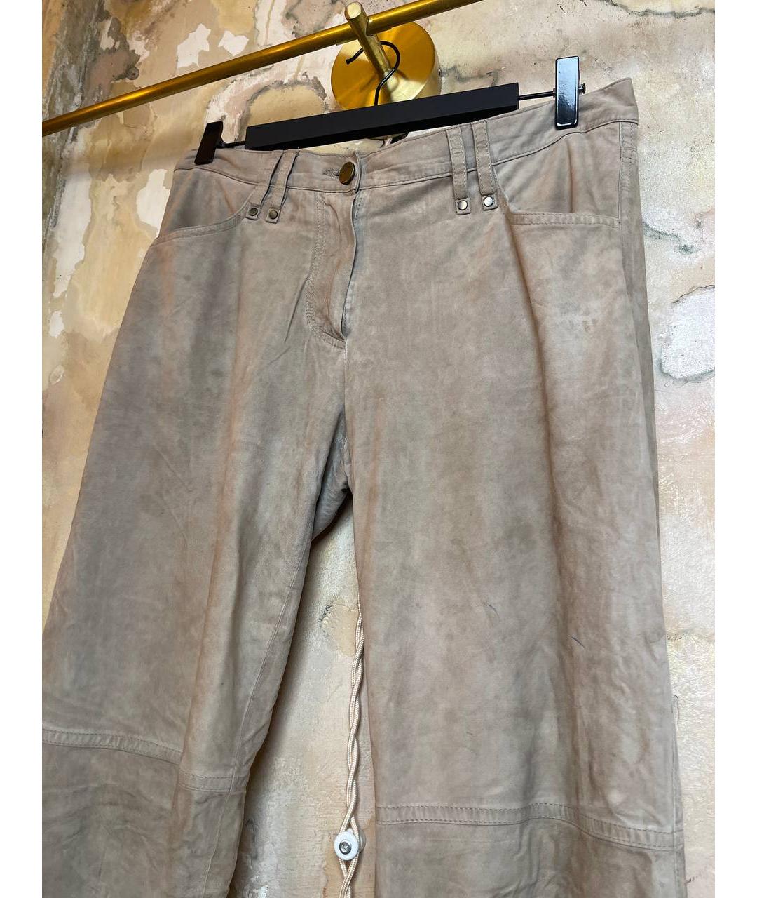 PLEIN SUD Серые кожаные брюки узкие, фото 2