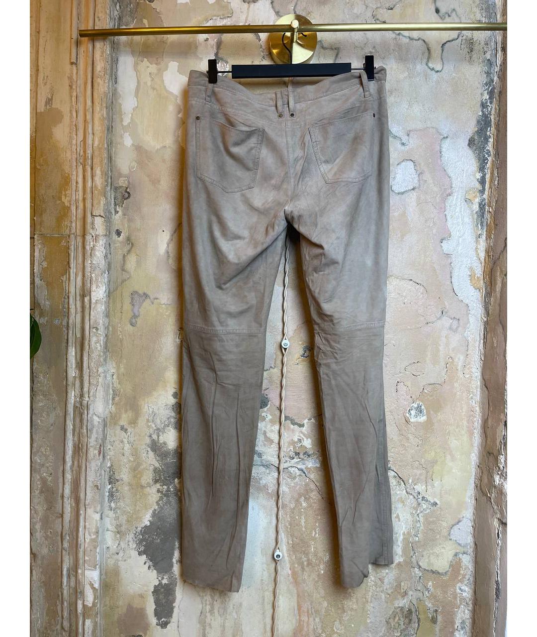 PLEIN SUD Серые кожаные брюки узкие, фото 4