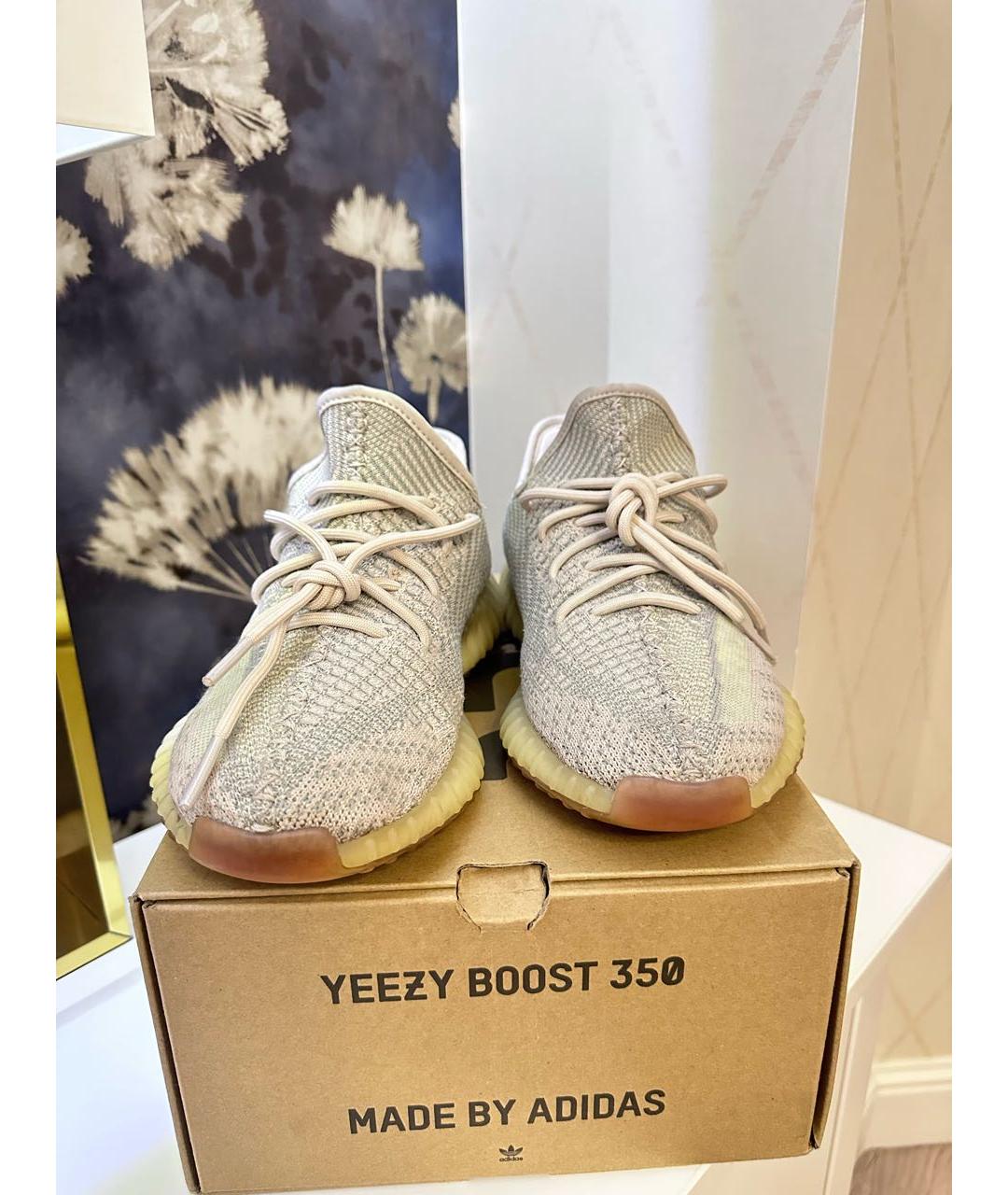 ADIDAS YEEZY Бежевые текстильные кроссовки, фото 2