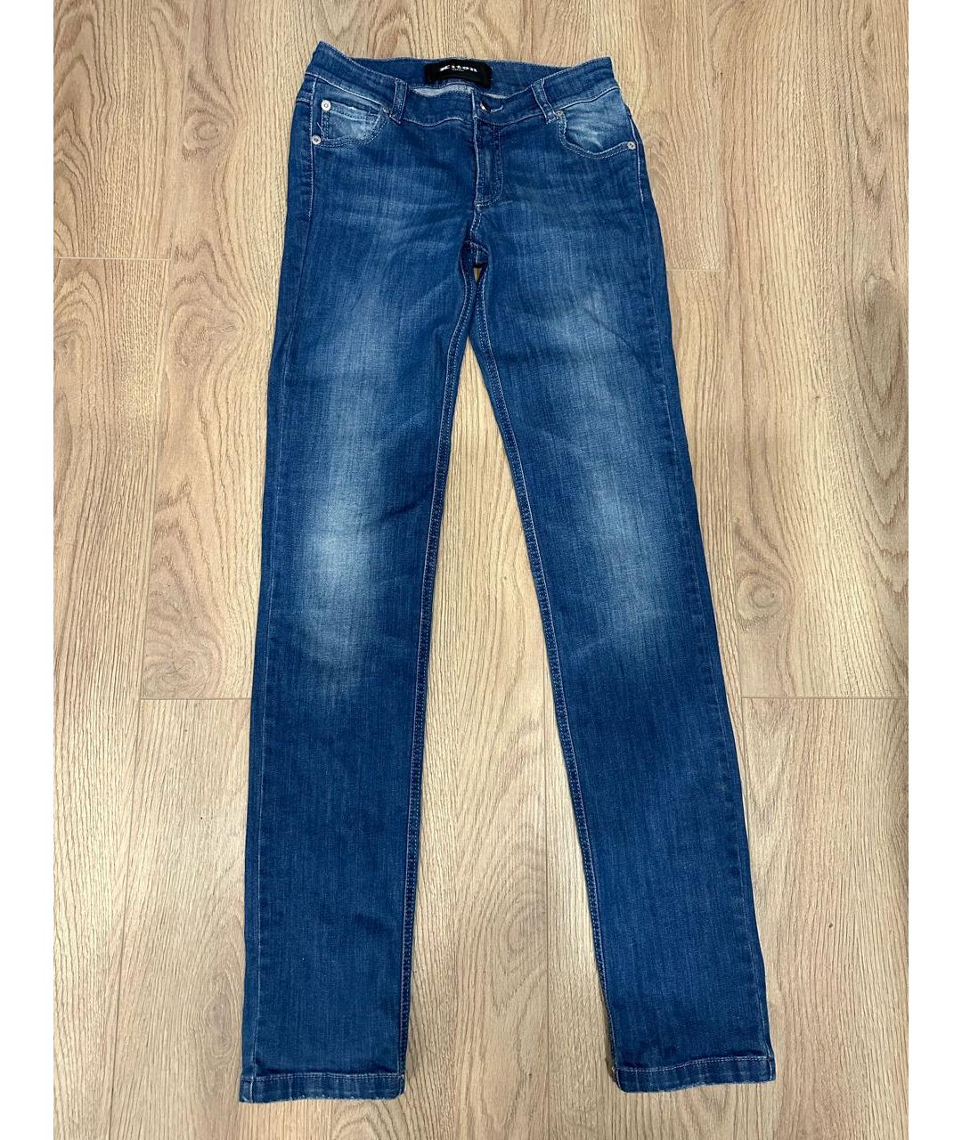 KITON Синие хлопковые прямые джинсы, фото 5