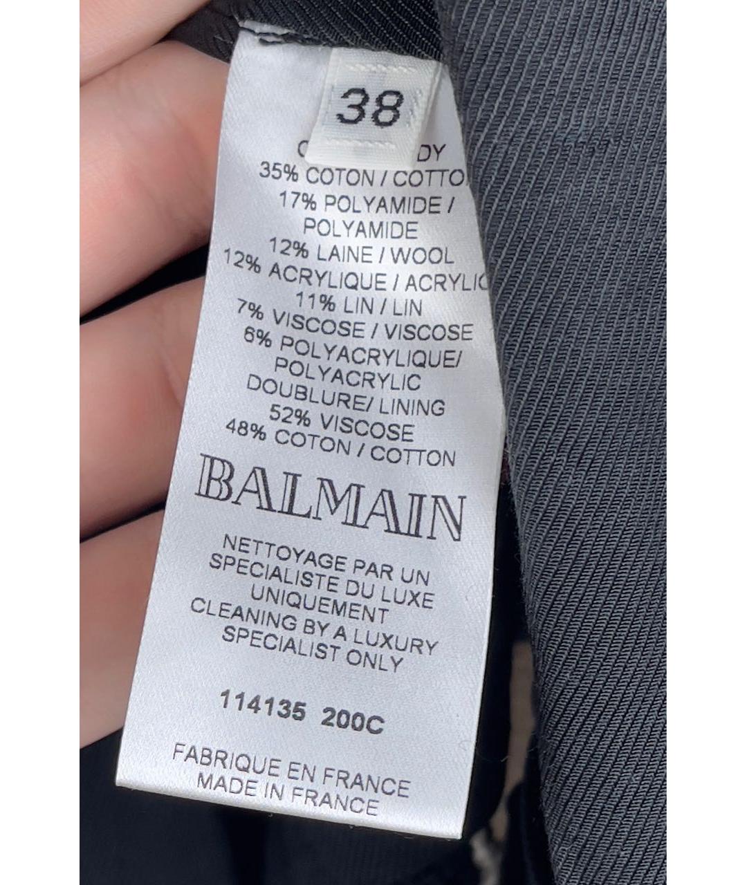 BALMAIN Черная хлопковая юбка мини, фото 6