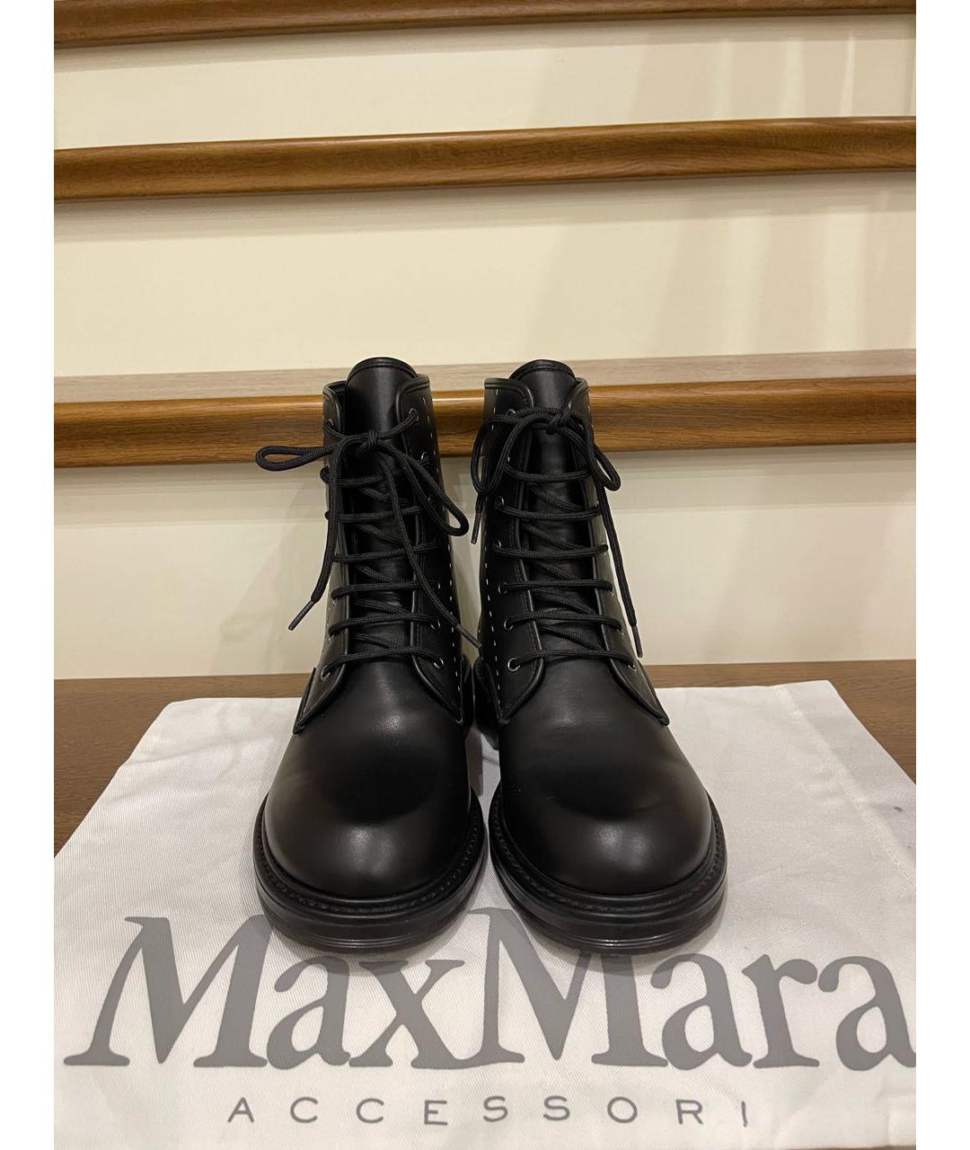MAX MARA Черные кожаные ботинки, фото 3