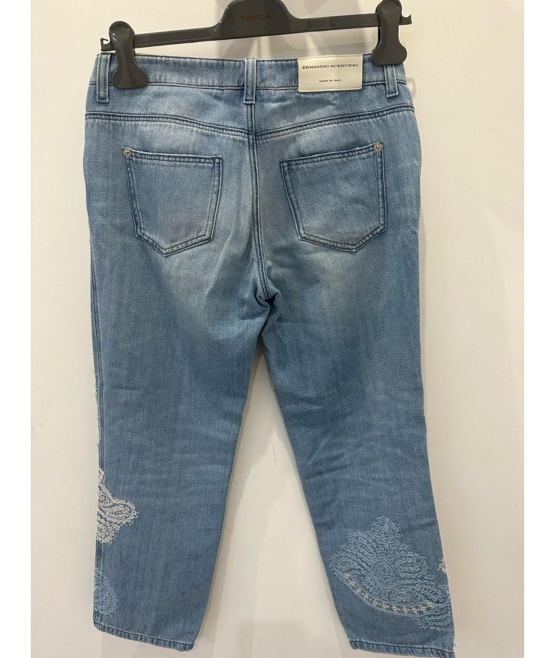 ERMANNO SCERVINO Голубые хлопковые прямые джинсы, фото 2