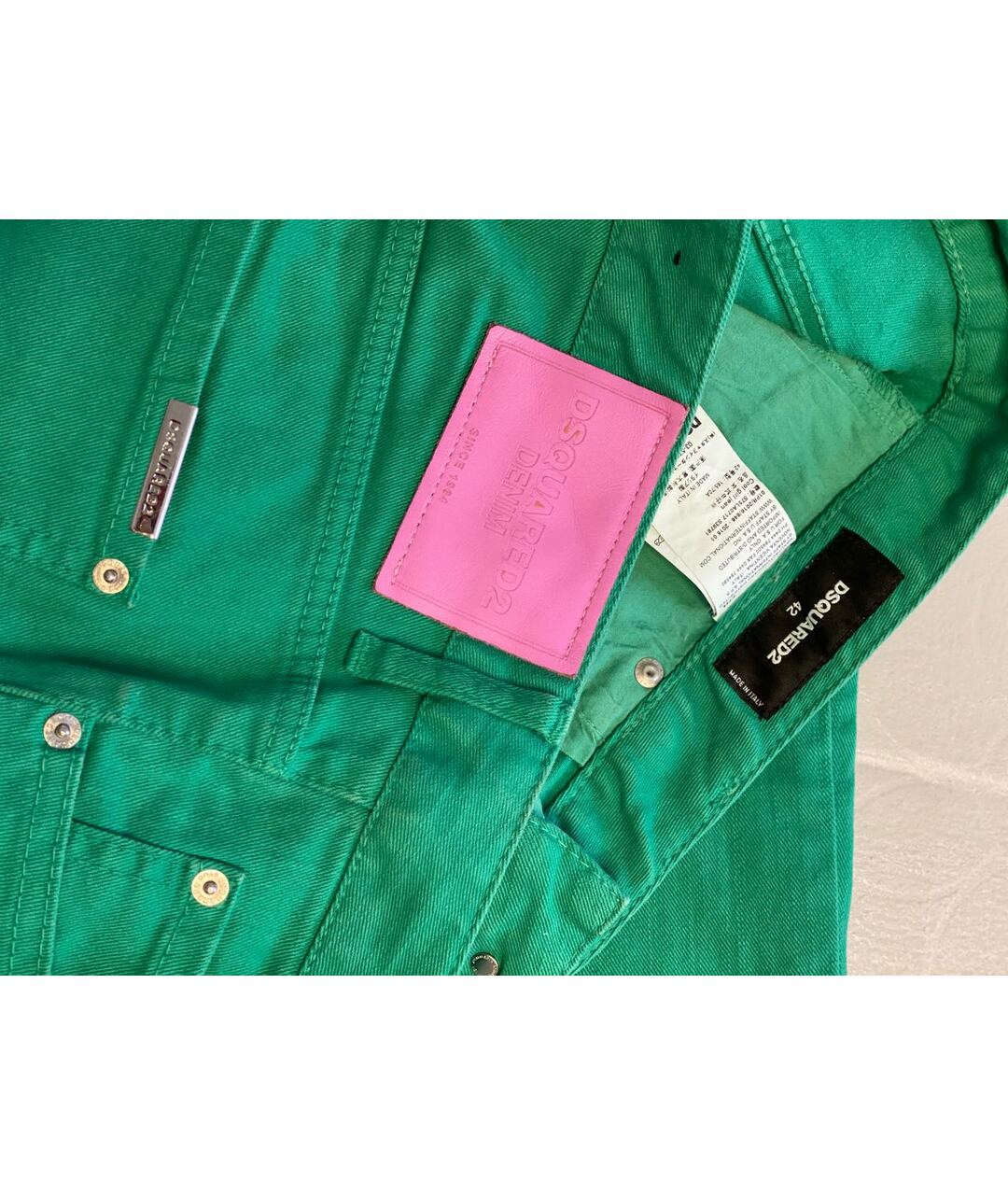 DSQUARED2 Зеленые хлопко-эластановые джинсы слим, фото 5