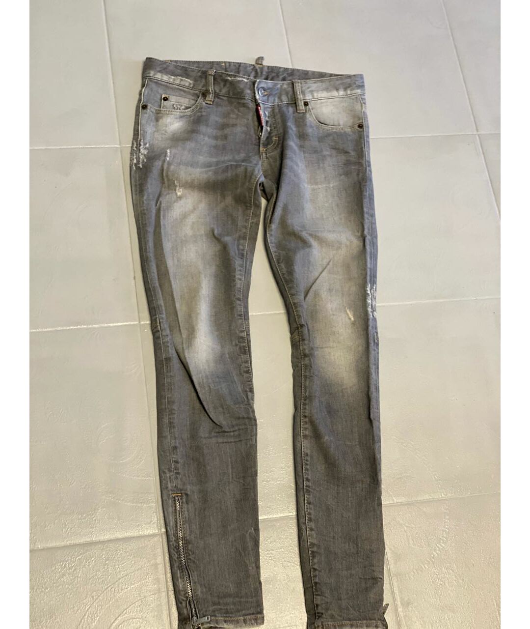 DSQUARED2 Серые хлопко-эластановые джинсы слим, фото 5