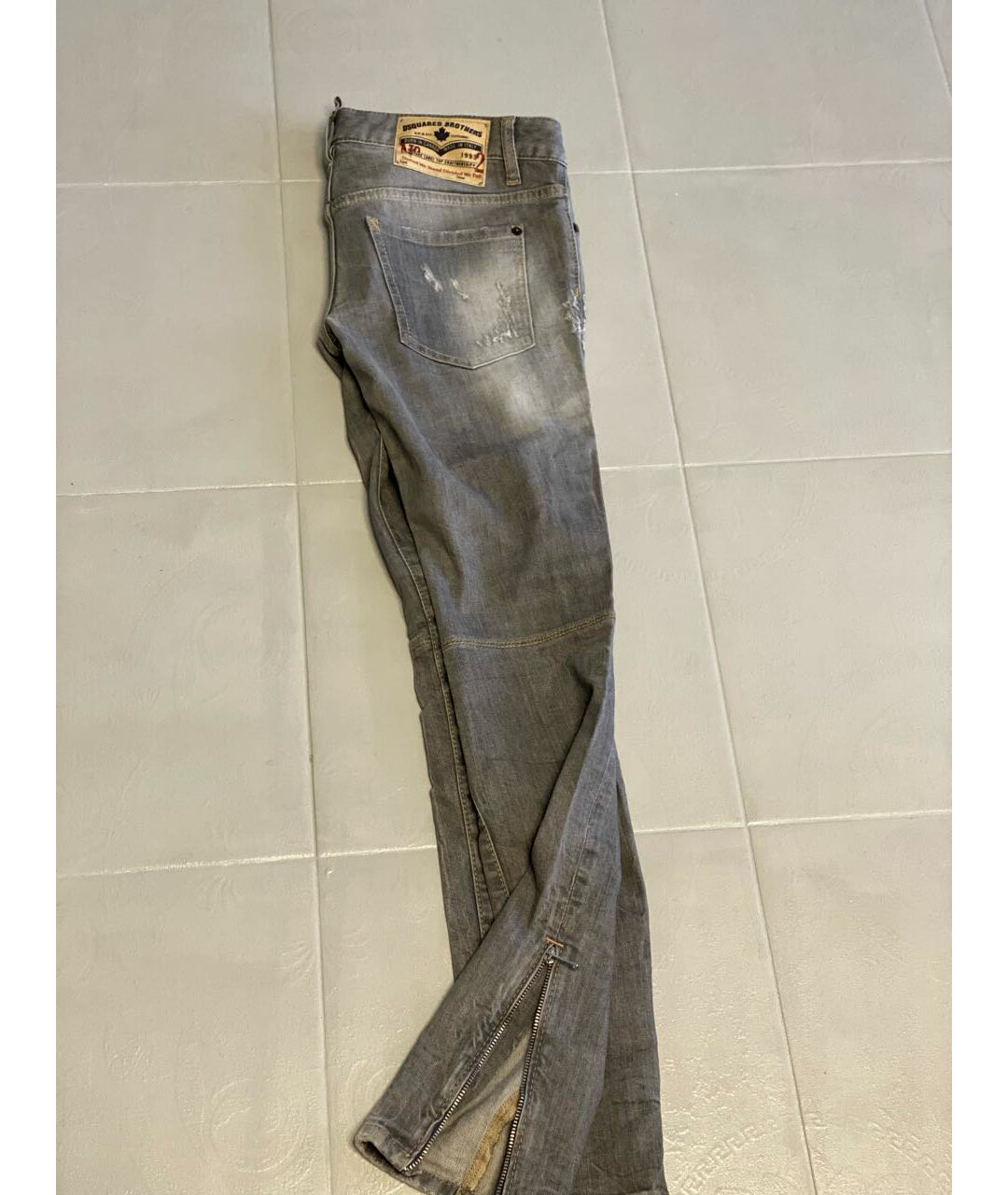 DSQUARED2 Серые хлопко-эластановые джинсы слим, фото 2