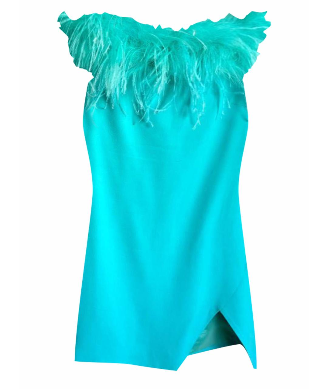GIUSEPPE DI MORABITO Бирюзовое вискозное коктейльное платье, фото 1
