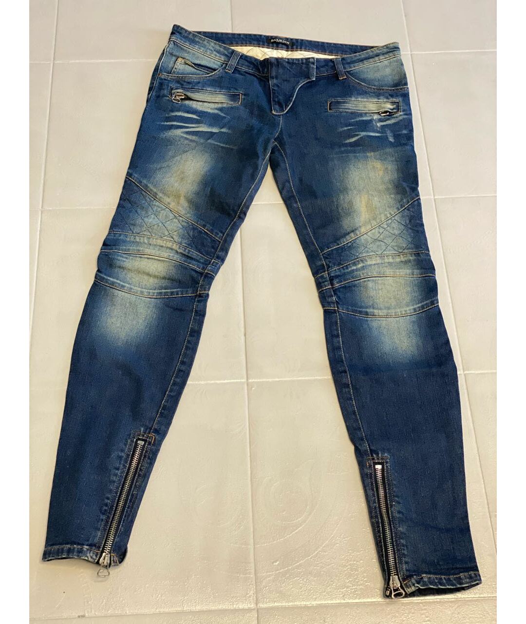 BALMAIN Синие хлопко-эластановые джинсы слим, фото 5