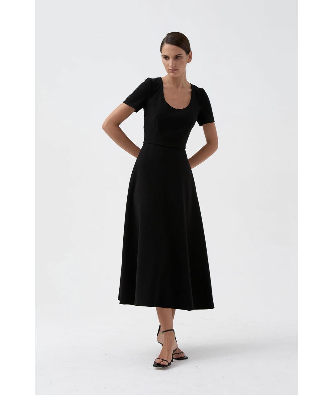 SIMPLIFY Черное вискозное повседневное платье, фото 2