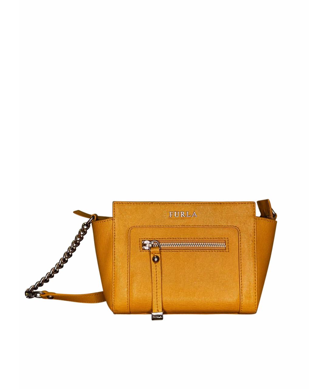FURLA Желтая сумка через плечо из искусственной кожи, фото 1