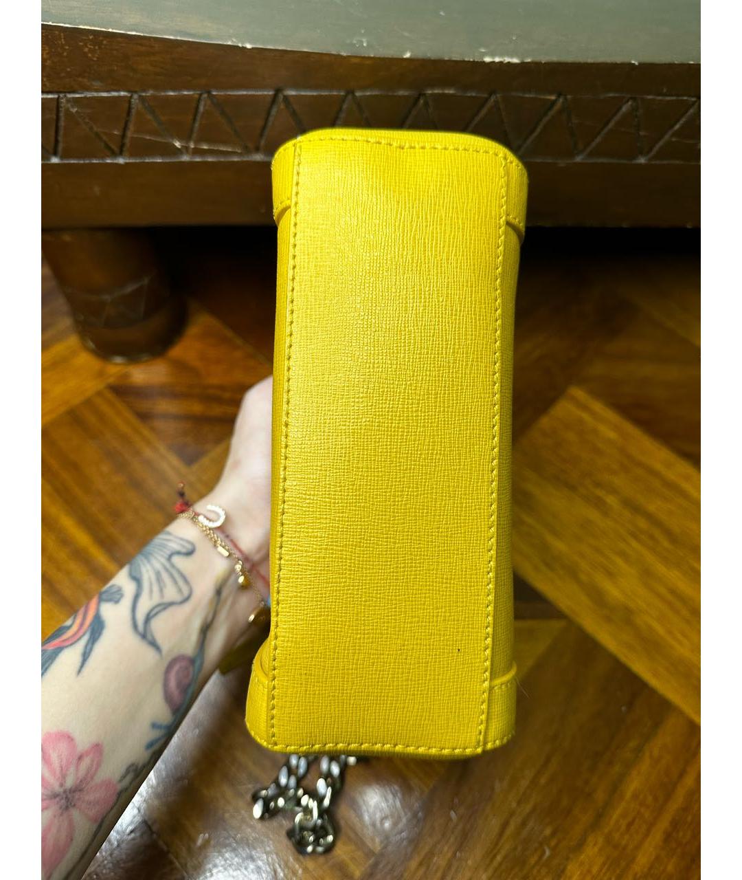 FURLA Желтая сумка через плечо из искусственной кожи, фото 5