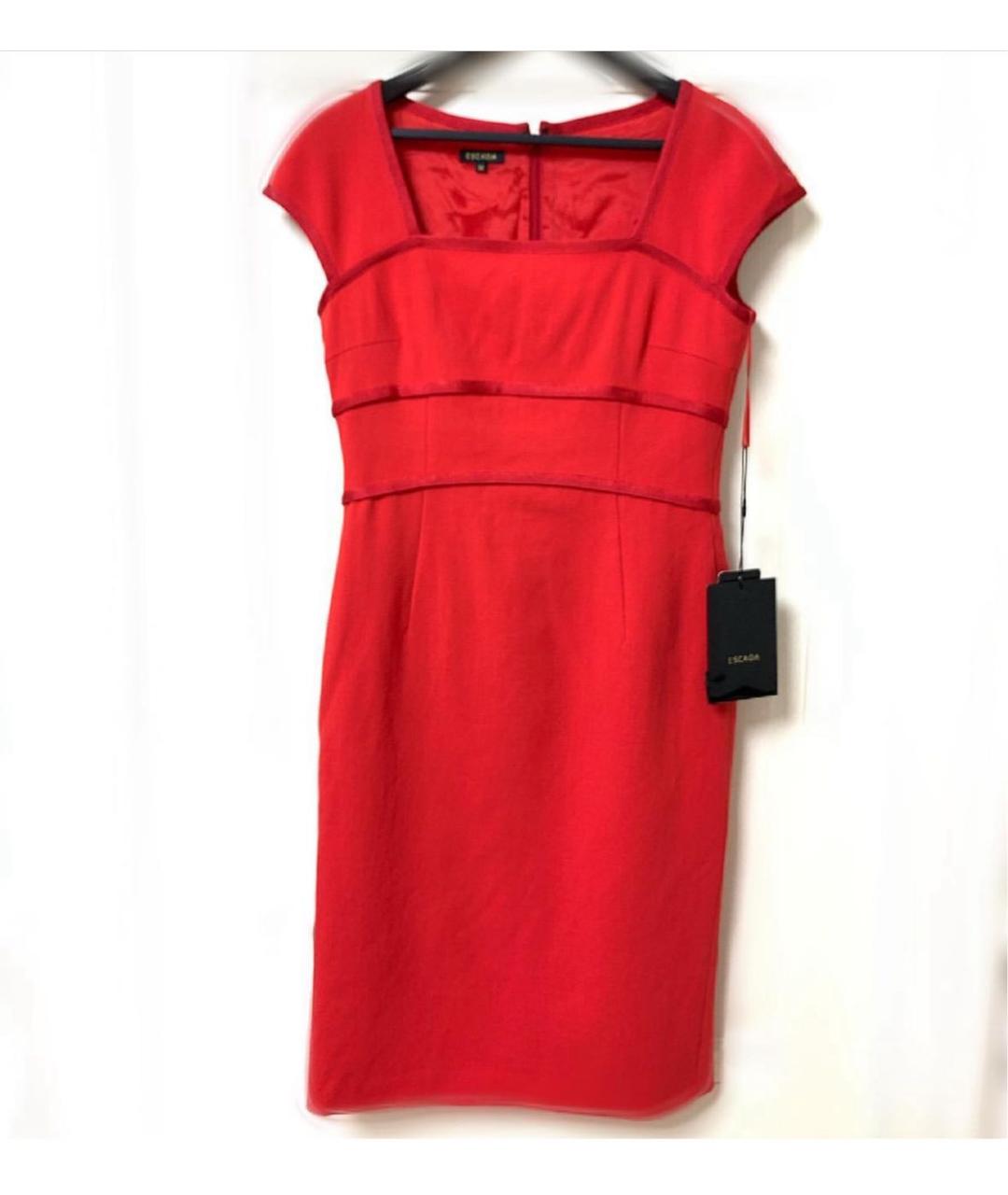 ESCADA Красное шерстяное коктейльное платье, фото 7