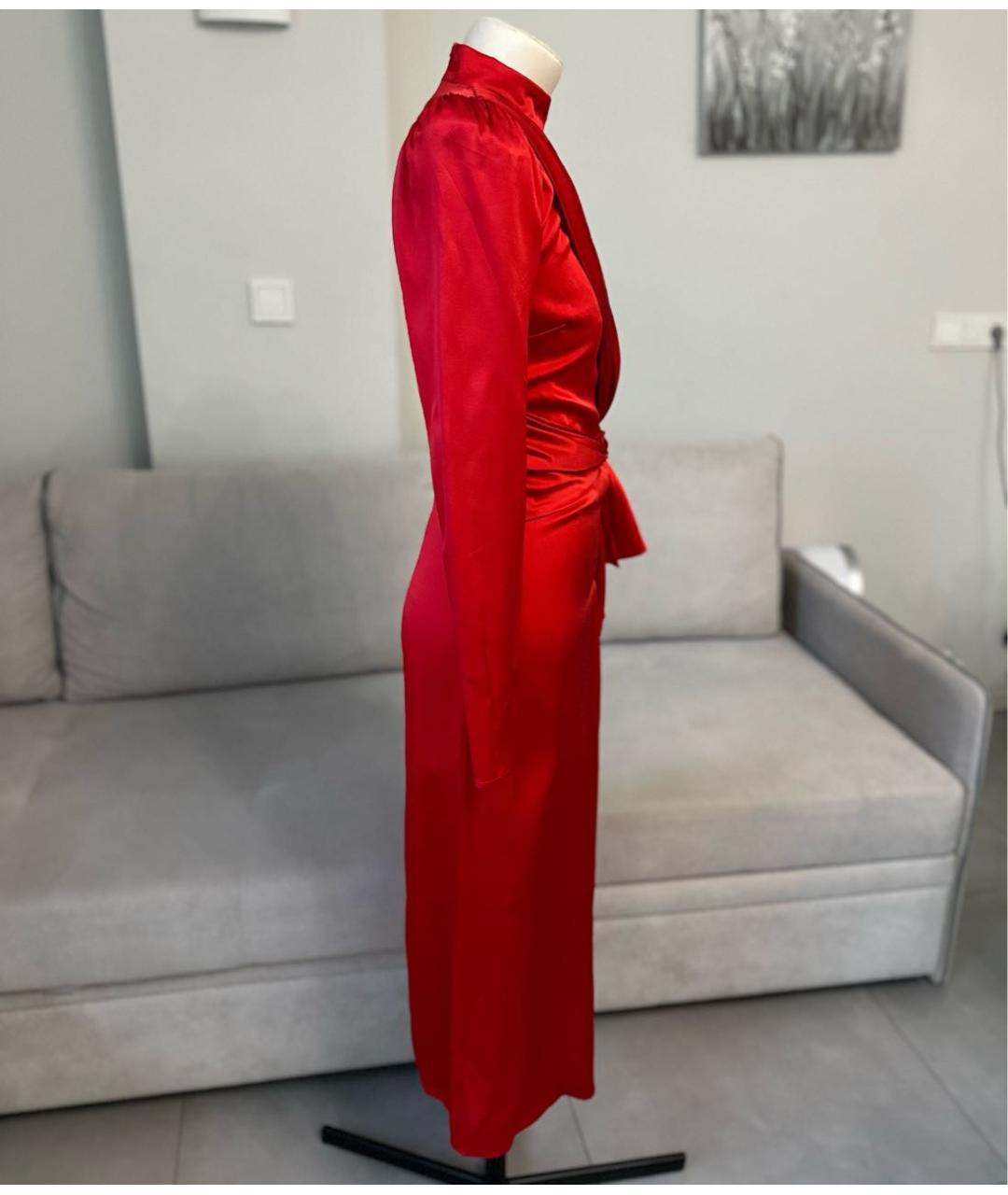 ALESSANDRA RICH Красное шелковое коктейльное платье, фото 7