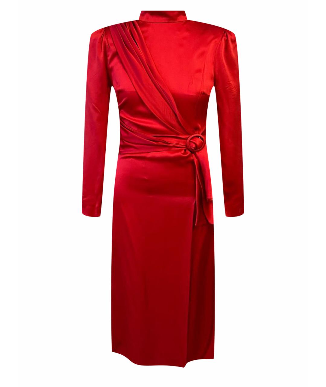 ALESSANDRA RICH Красное шелковое коктейльное платье, фото 1