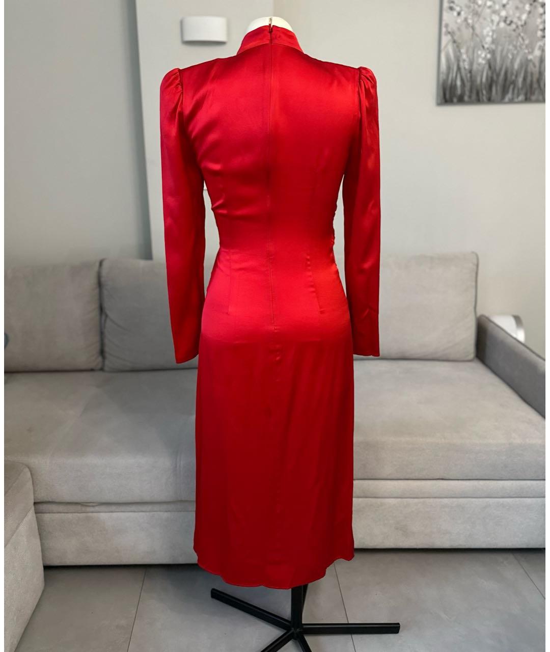ALESSANDRA RICH Красное шелковое коктейльное платье, фото 2