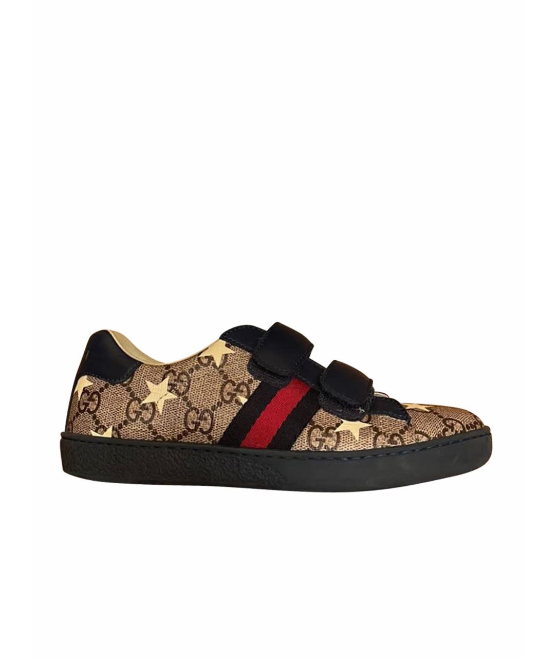 GUCCI KIDS Коричневые текстильные лоферы/мокасины, фото 1