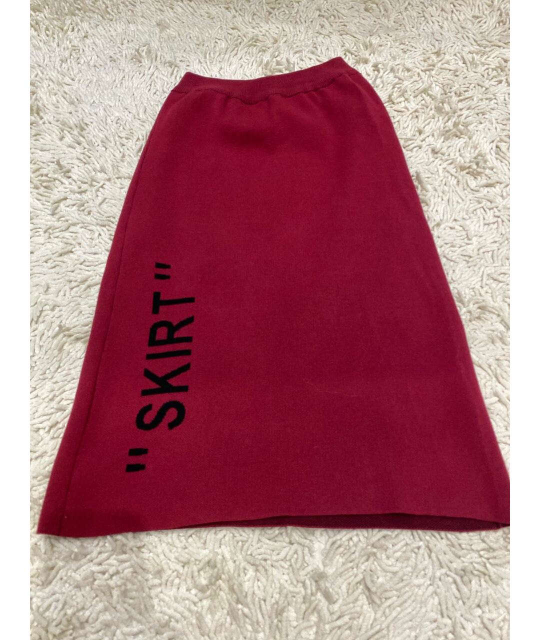 OFF-WHITE Бордовая вискозная юбка мини, фото 2