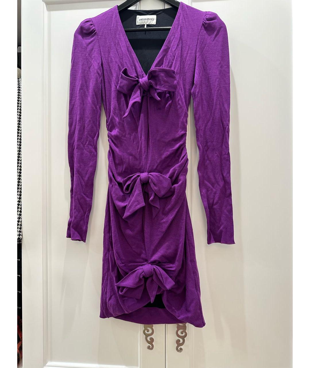 EMILIO PUCCI Фиолетовое полиамидовое коктейльное платье, фото 5