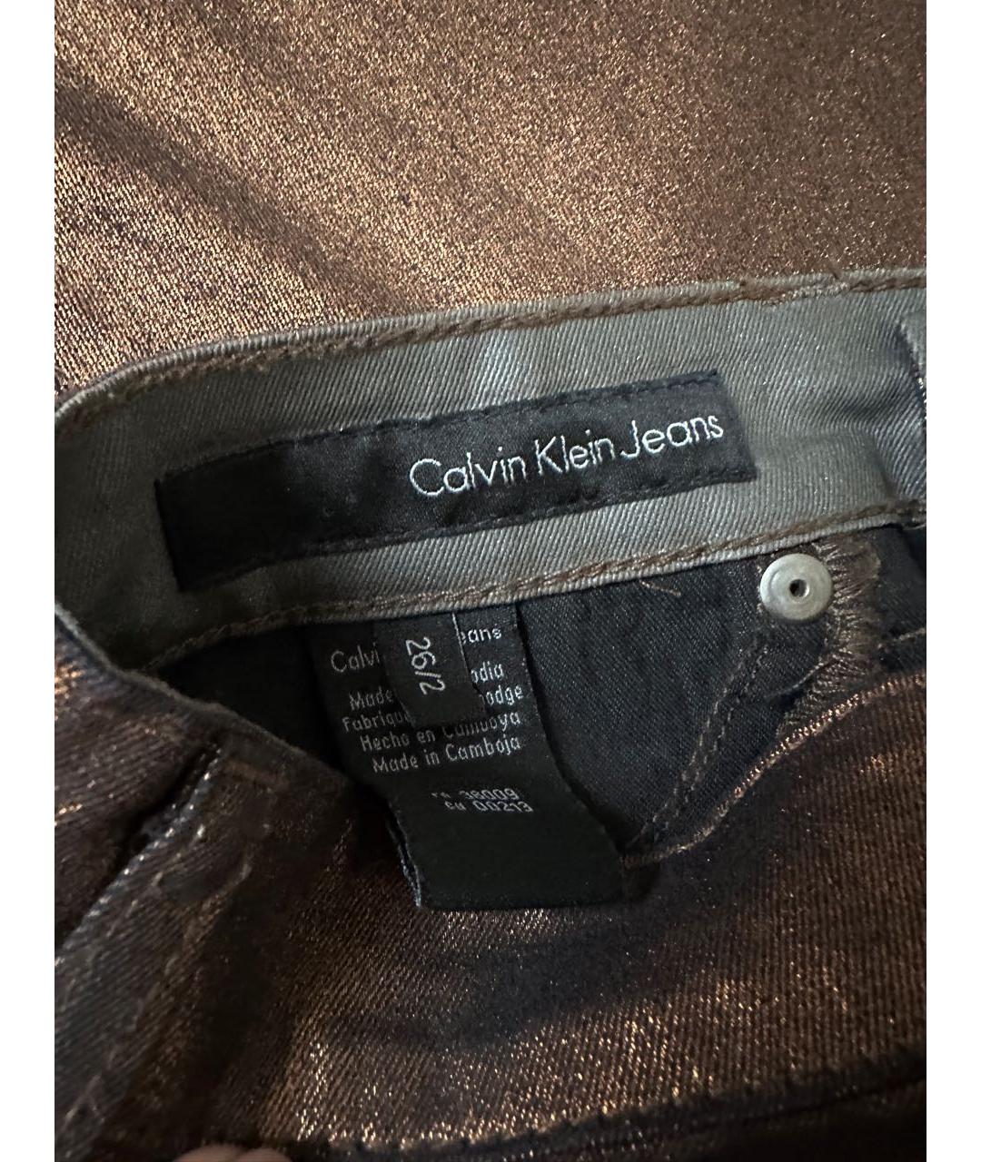 CALVIN KLEIN JEANS Коричневые хлопко-эластановые джинсы слим, фото 3