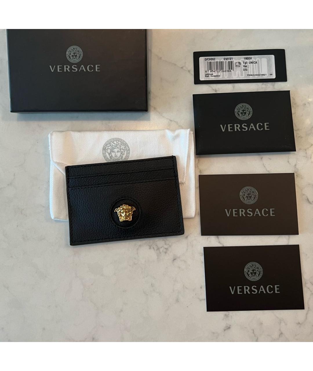 VERSACE Черный кожаный кардхолдер, фото 2