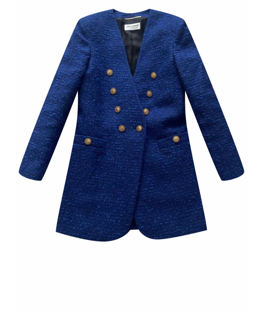 SAINT LAURENT Синий шерстяной жакет/пиджак, фото 1