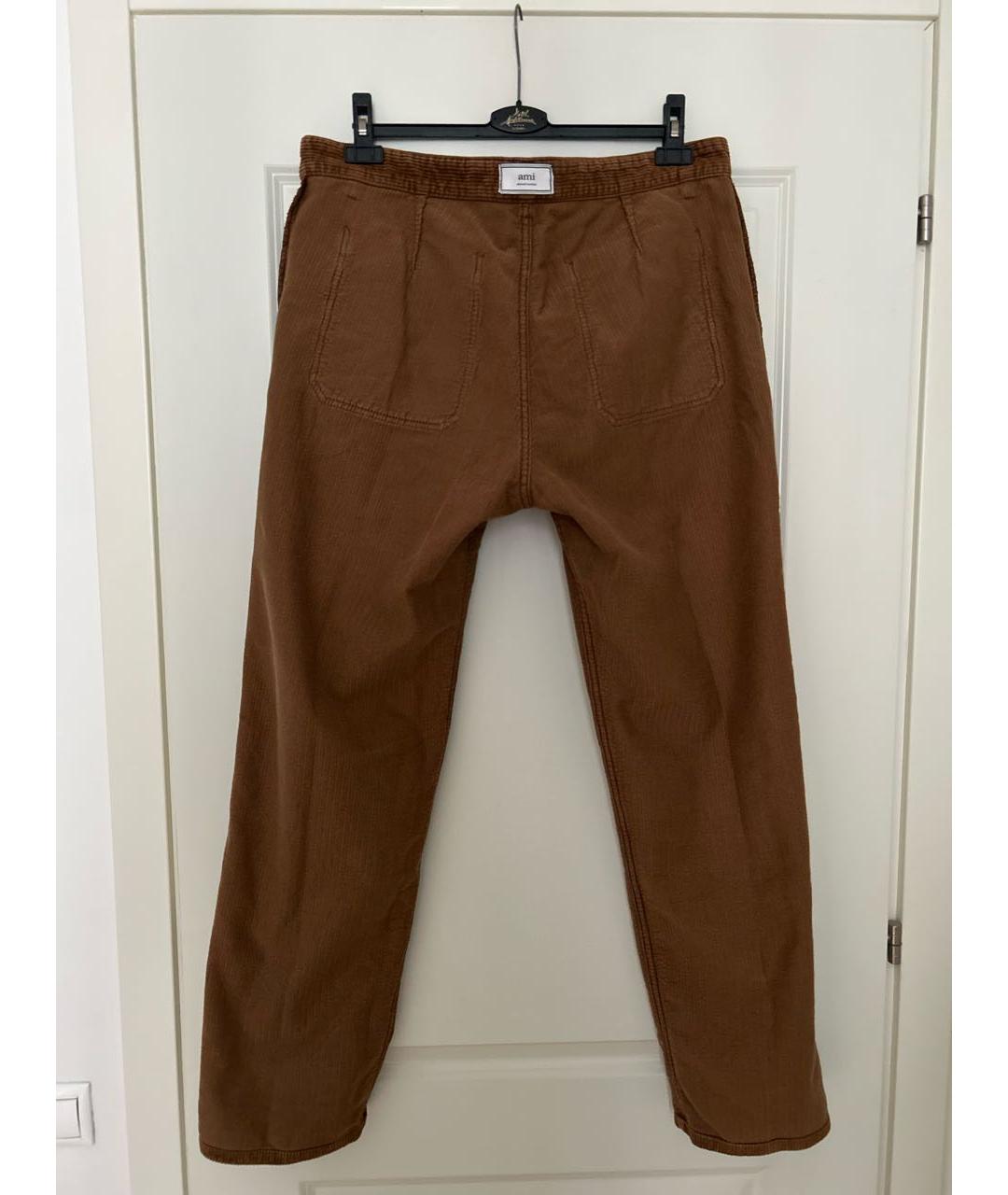 AMI ALEXANDRE MATTIUSSI Коричневые хлопковые повседневные брюки, фото 3