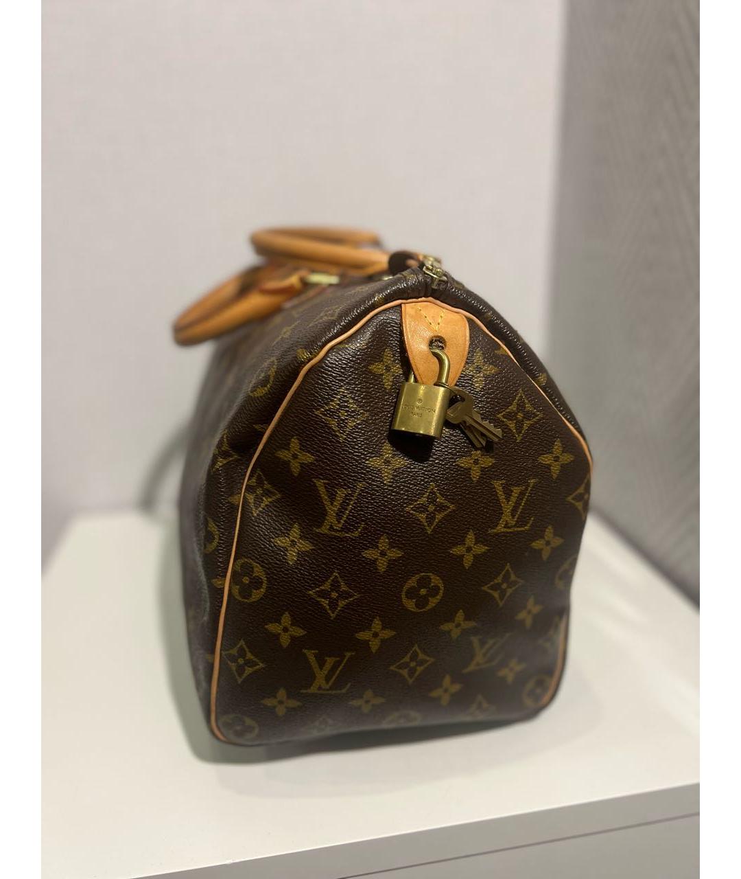 LOUIS VUITTON Коричневая кожаная сумка с короткими ручками, фото 2