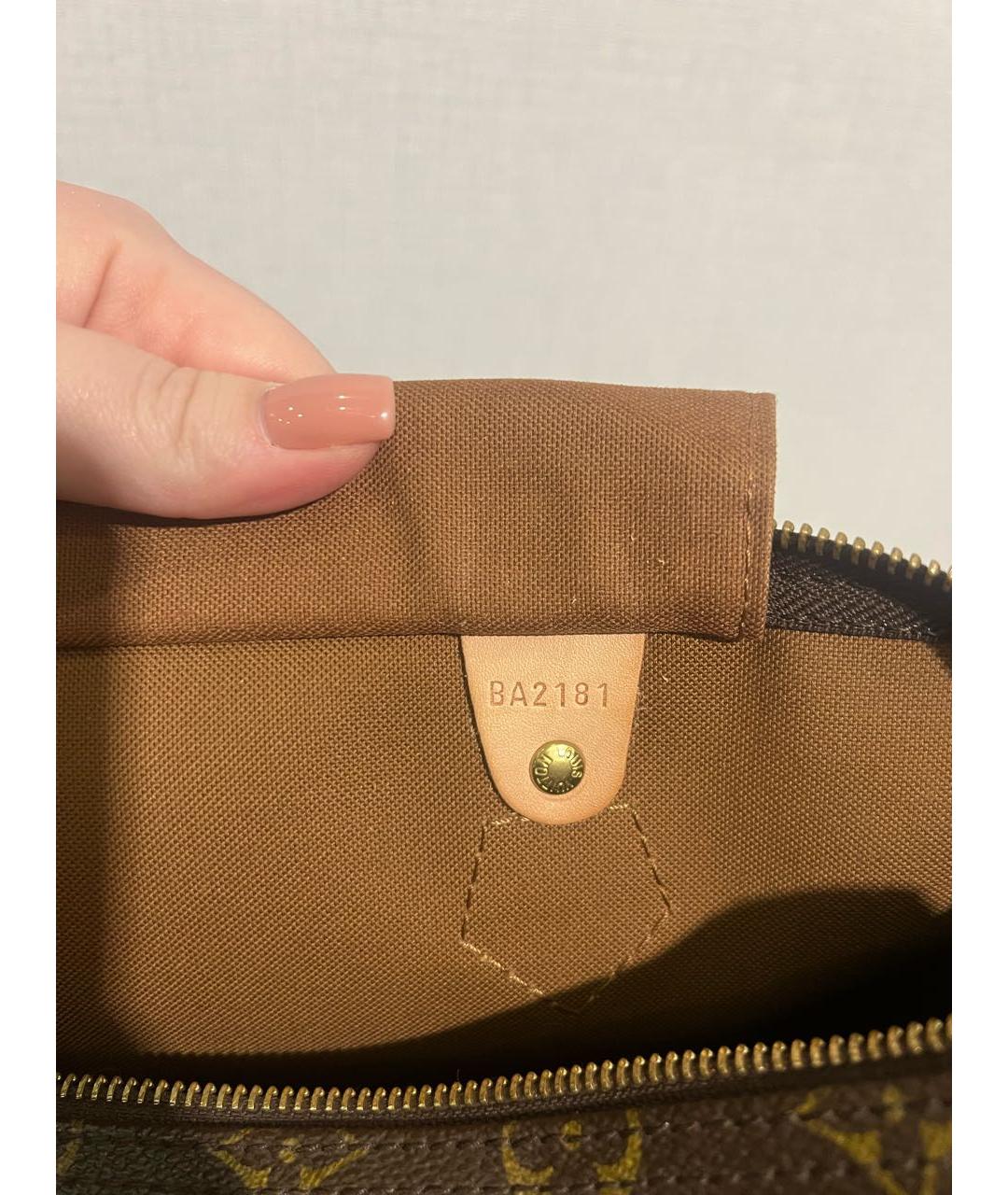 LOUIS VUITTON Коричневая кожаная сумка с короткими ручками, фото 5