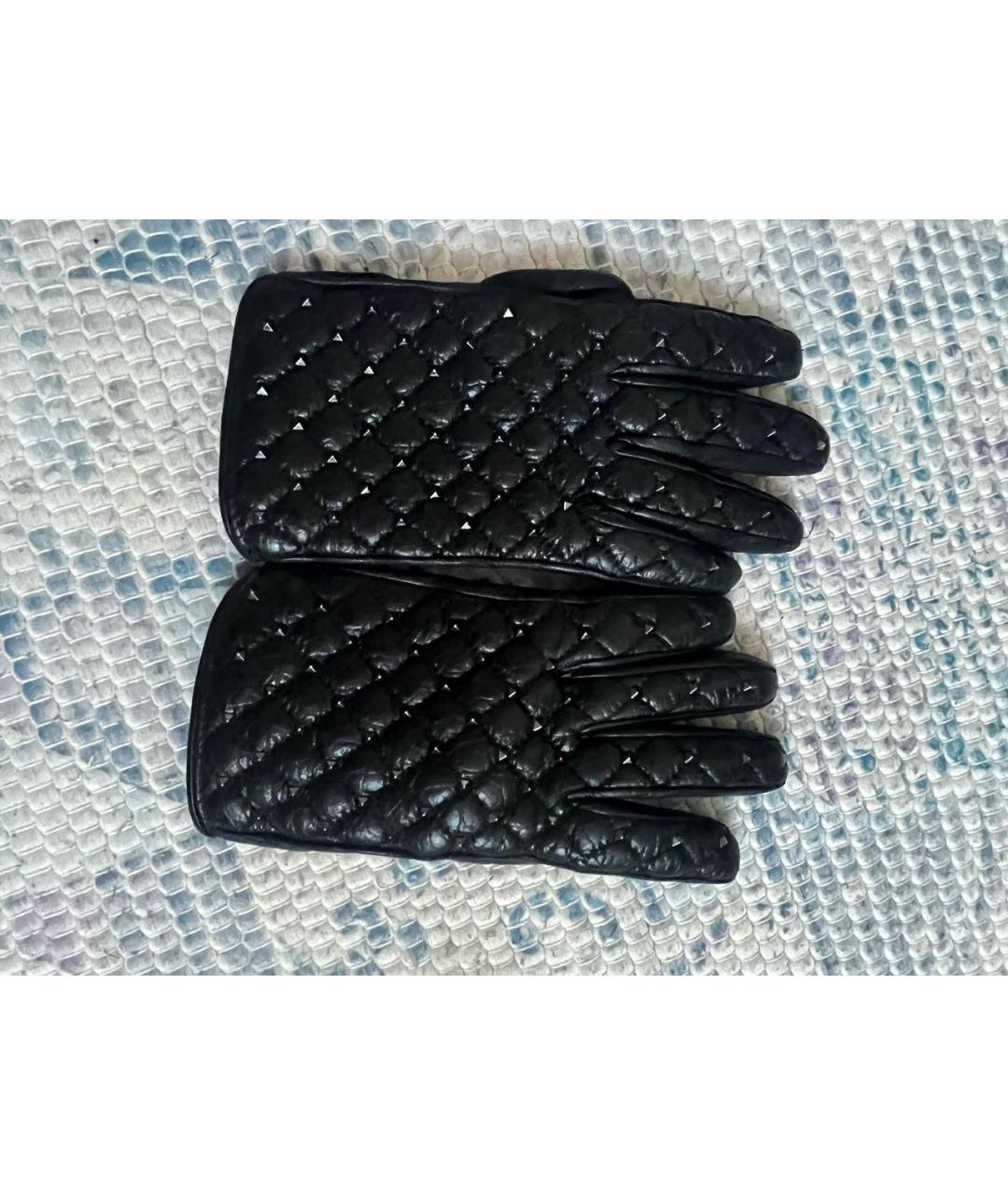 VALENTINO Черные синтетические перчатки, фото 2
