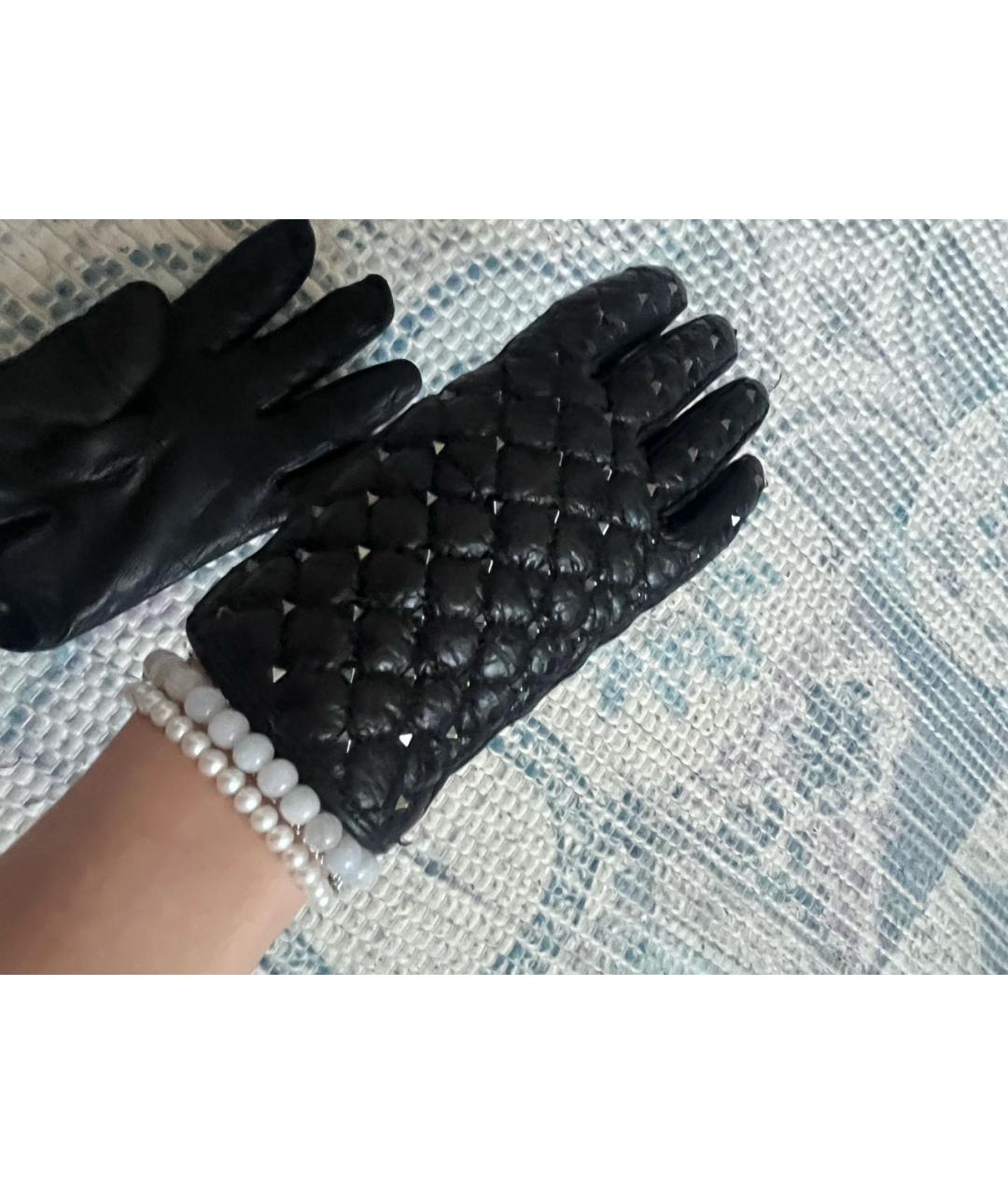 VALENTINO Черные синтетические перчатки, фото 5