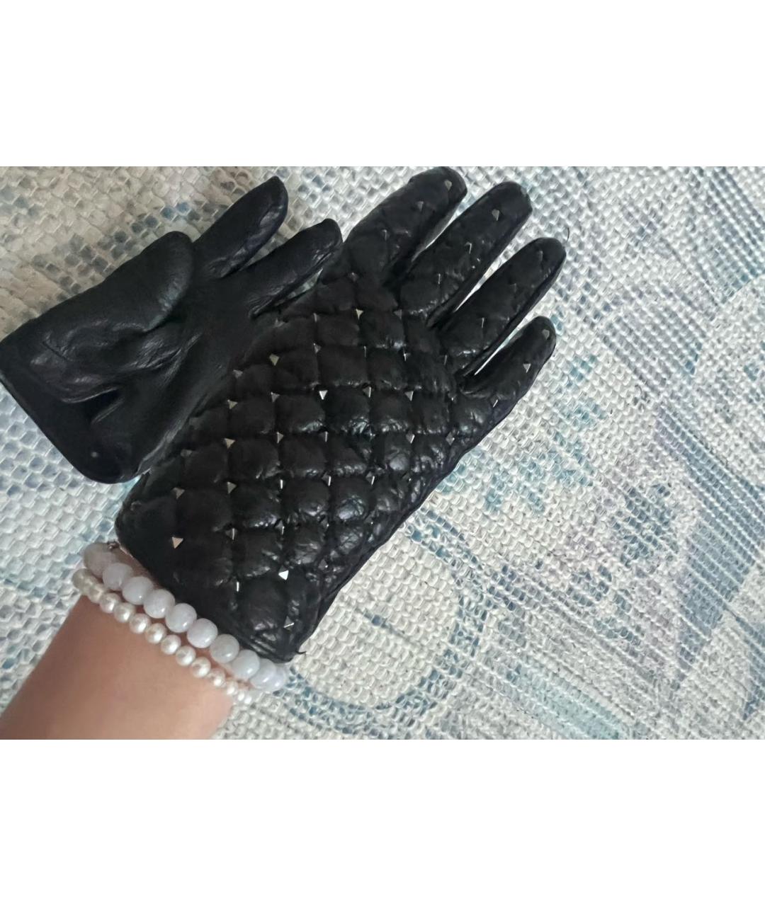 VALENTINO Черные синтетические перчатки, фото 4