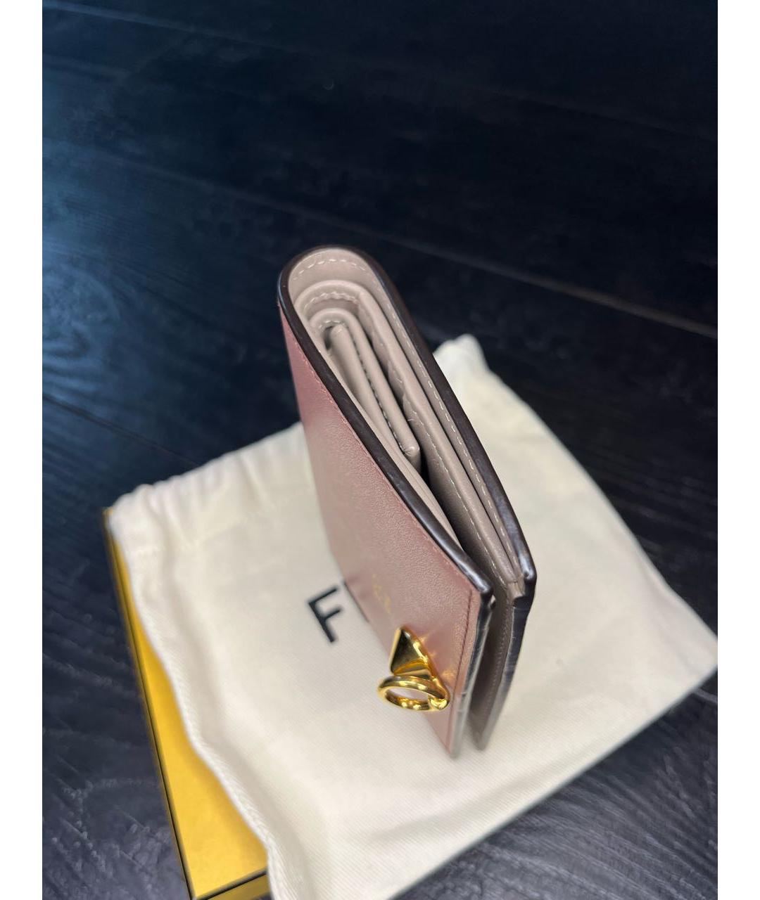 FENDI Розовый кожаный кошелек, фото 3