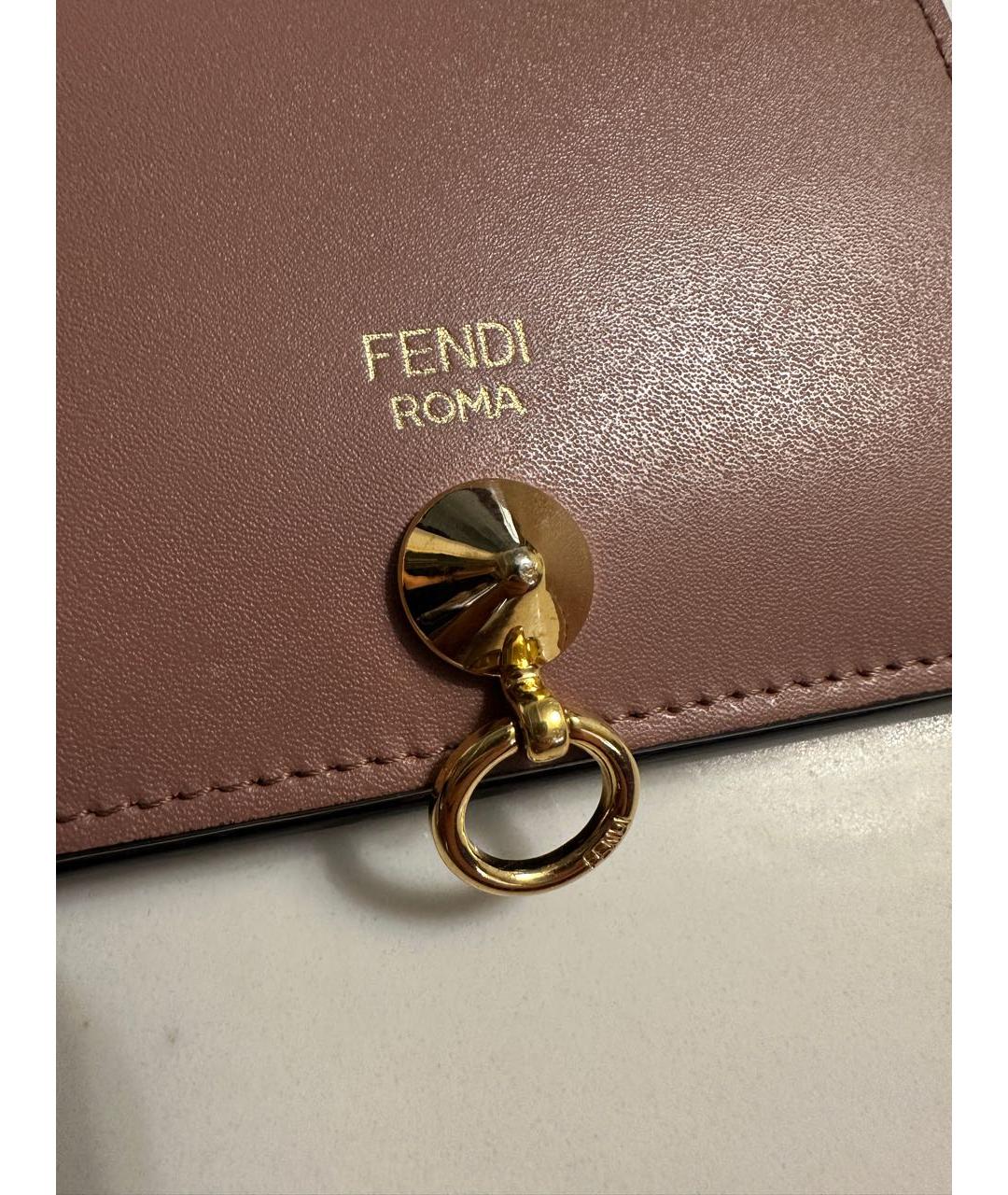 FENDI Розовый кожаный кошелек, фото 7