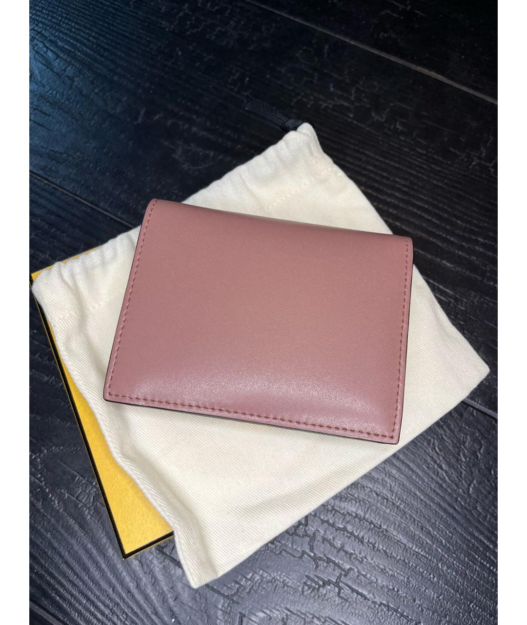 FENDI Розовый кожаный кошелек, фото 4