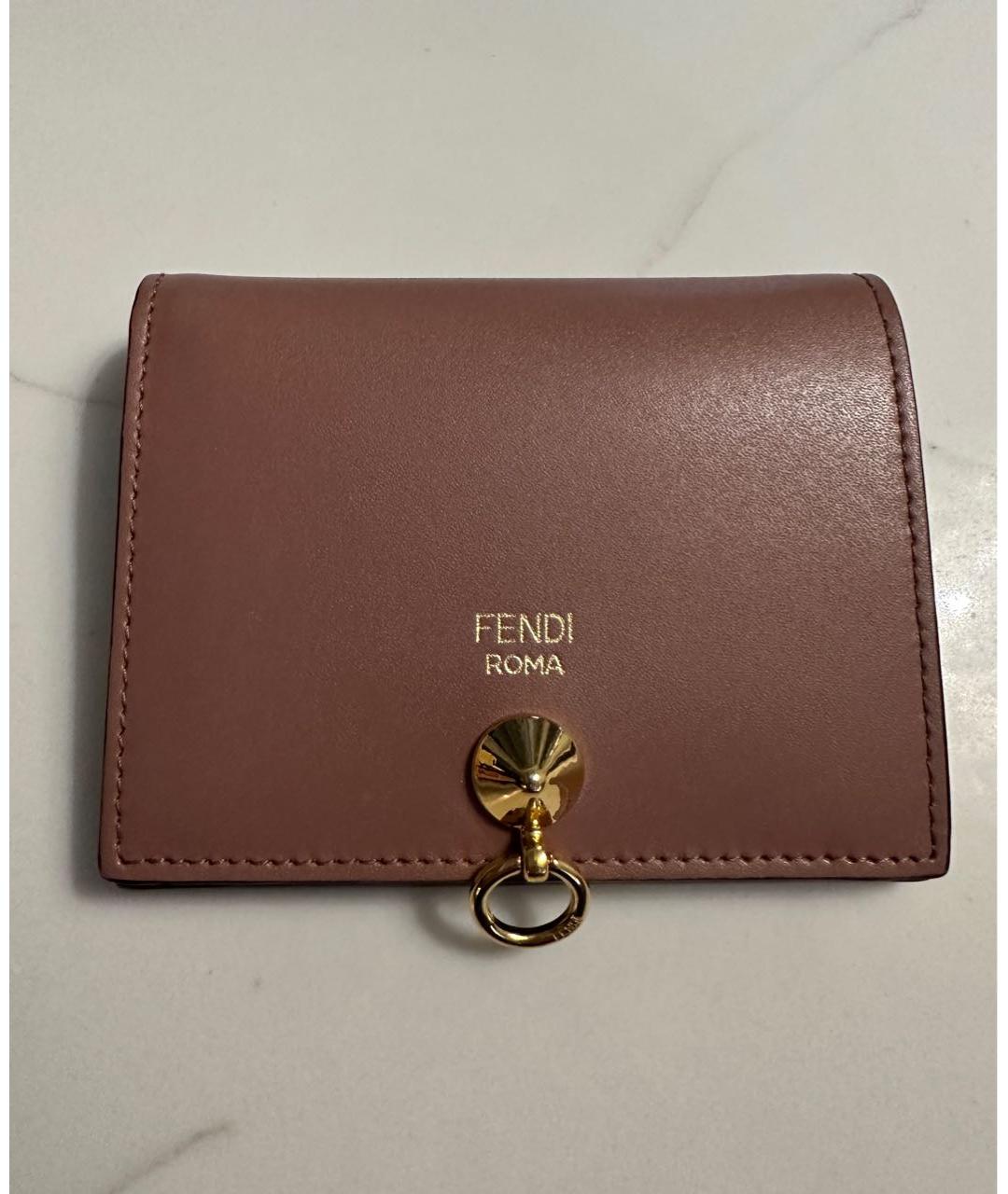 FENDI Розовый кожаный кошелек, фото 9