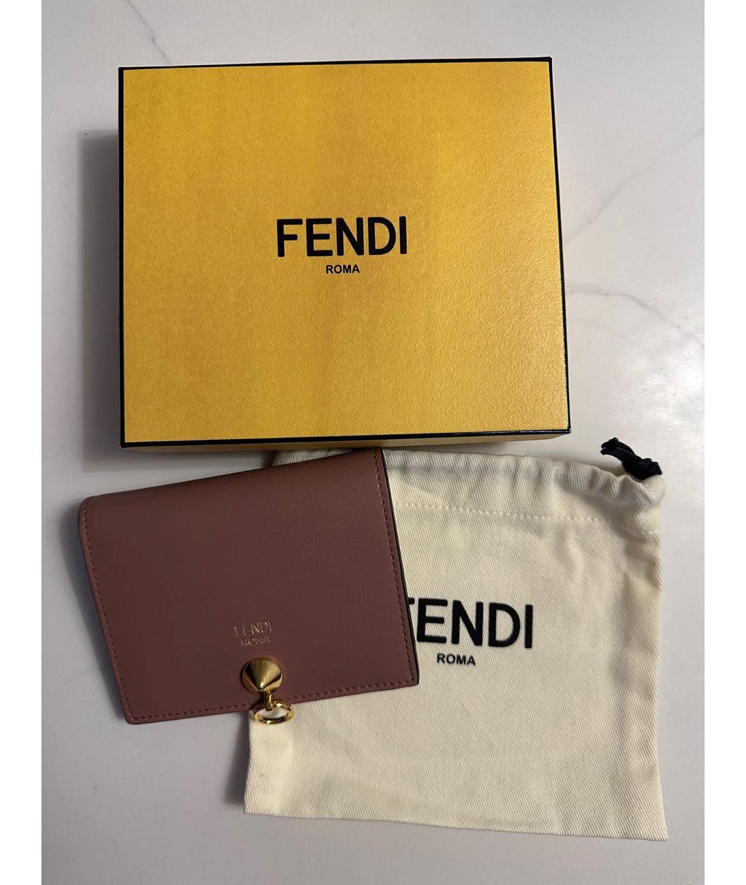 FENDI Розовый кожаный кошелек, фото 2