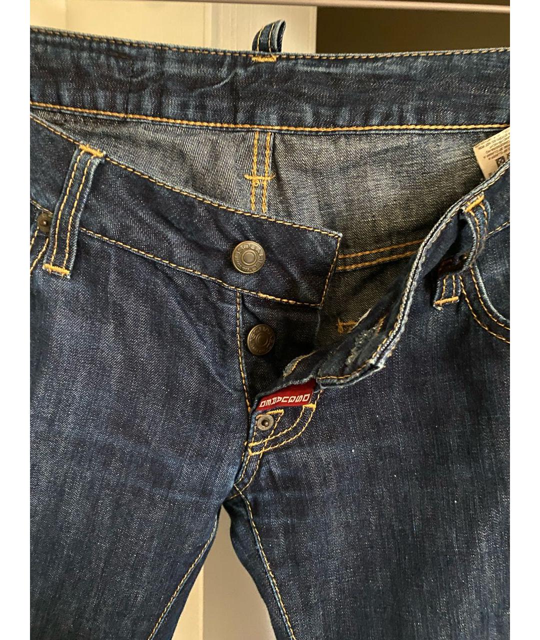 DSQUARED2 Темно-синие хлопковые прямые джинсы, фото 4