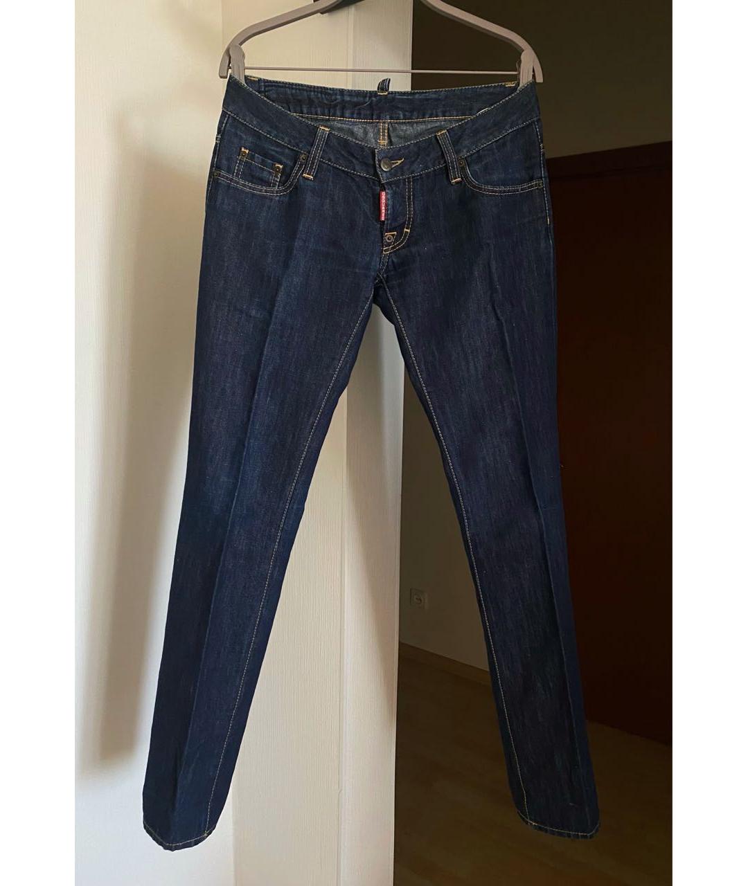 DSQUARED2 Темно-синие хлопковые прямые джинсы, фото 6